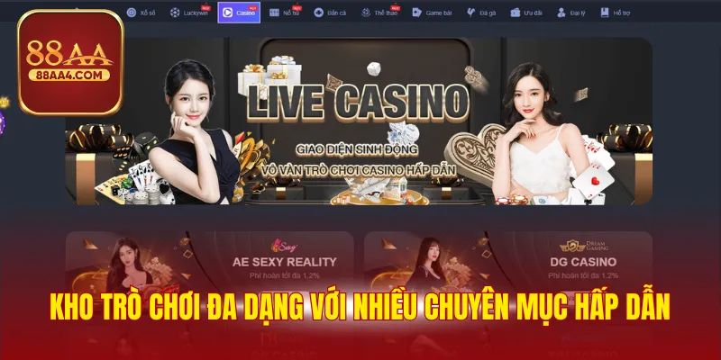 Kho trò chơi đa dạng với nhiều chuyên mục hấp dẫn